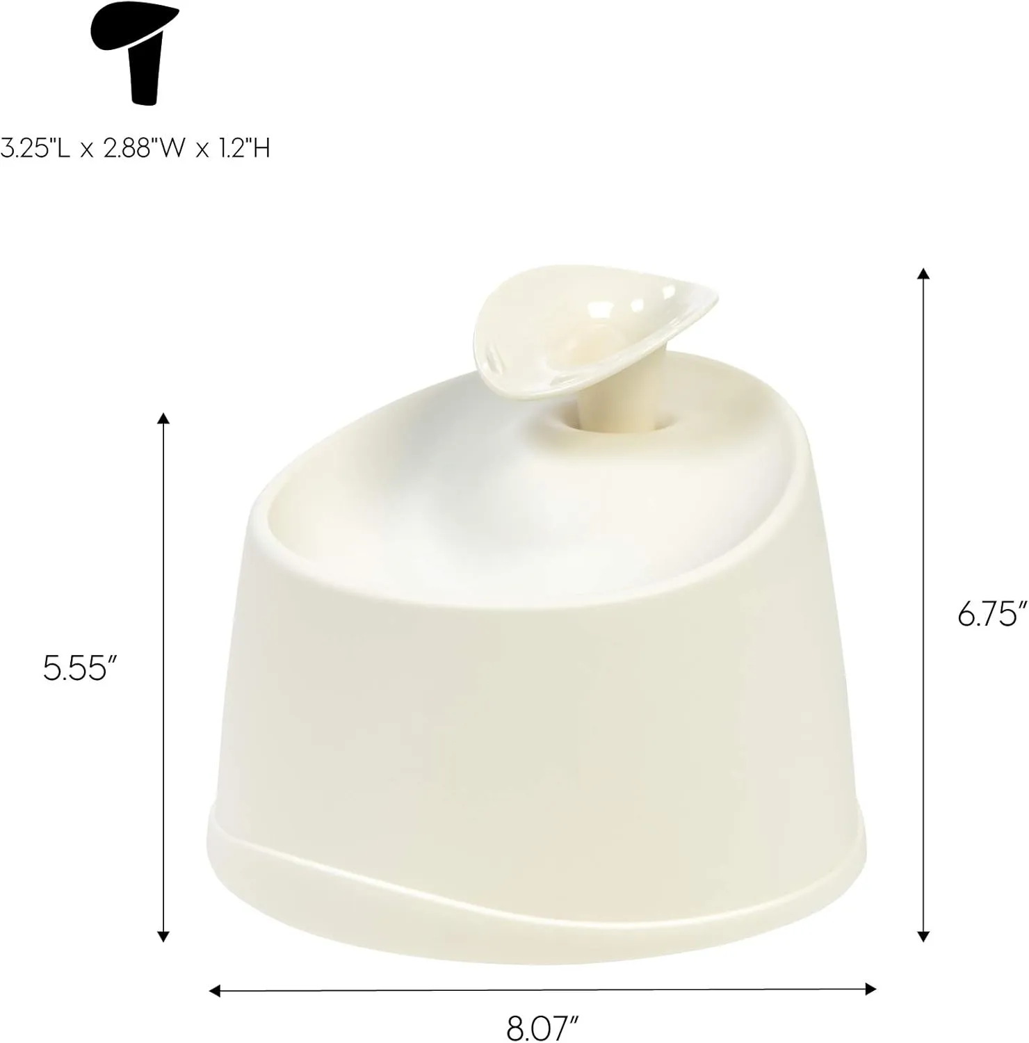 IRIS USA 44oz / 1.3L Cat Water Fountain, For Dog & Cat with Two Flow Options Automatic Pet Water Fountain Bowl Silent and Replaceable Charcoal Filter, White
