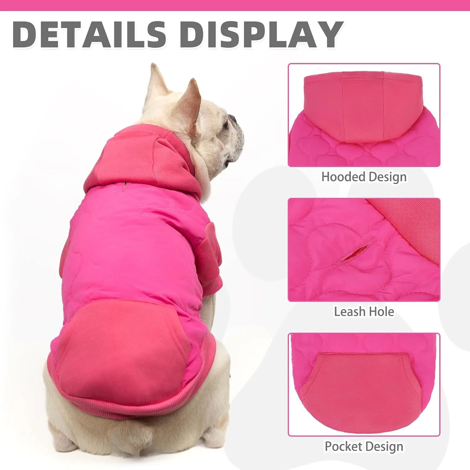 KOOLTAIL Warm Winter Coat for Small Dogs, Waterproof Dog Jacket with Leash Hole, Soft Pet Hoodie Sweater for Puppy Cats Girls Boys, Rose Red S