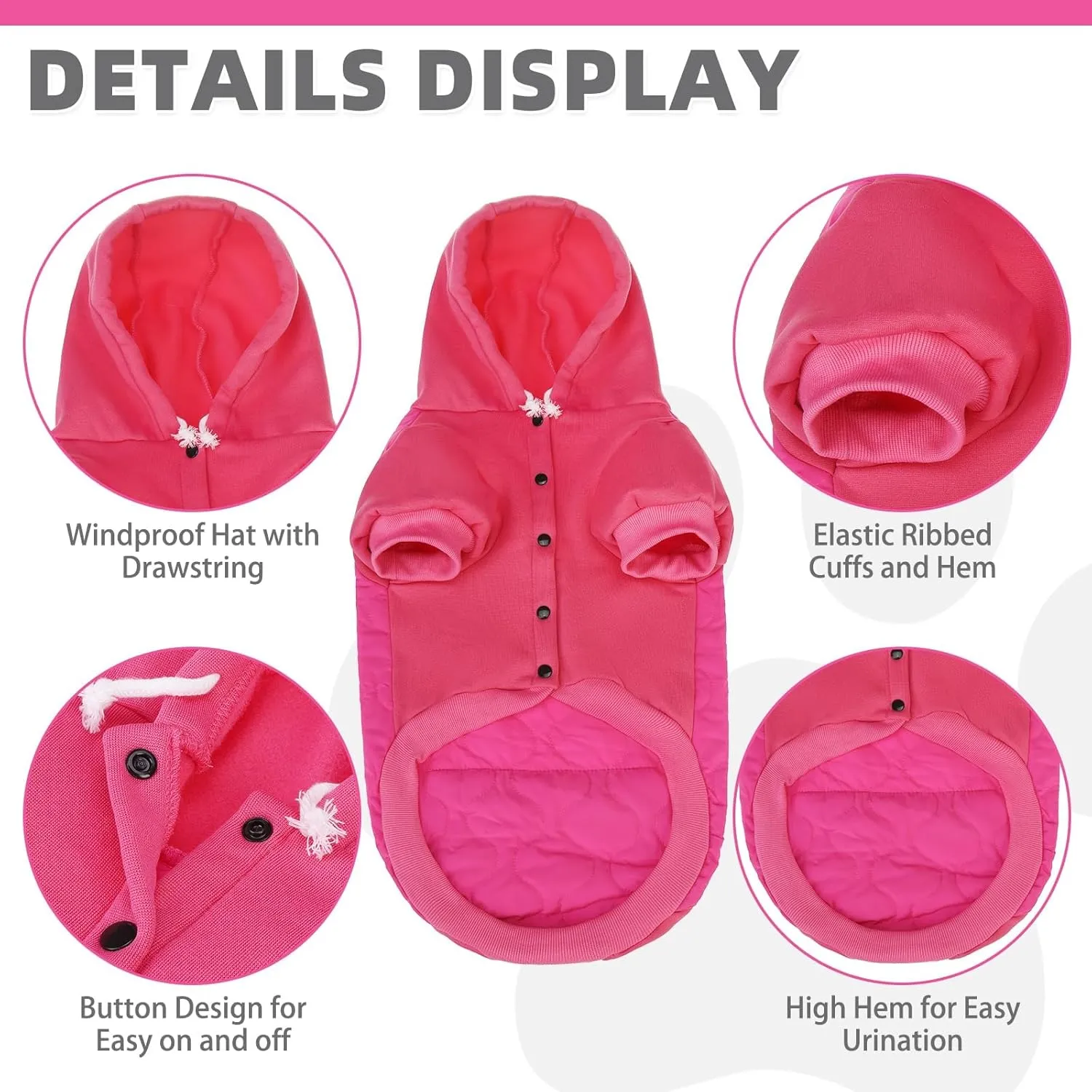 KOOLTAIL Warm Winter Coat for Small Dogs, Waterproof Dog Jacket with Leash Hole, Soft Pet Hoodie Sweater for Puppy Cats Girls Boys, Rose Red S