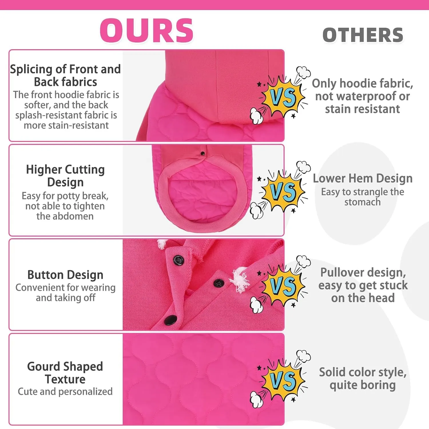 KOOLTAIL Warm Winter Coat for Small Dogs, Waterproof Dog Jacket with Leash Hole, Soft Pet Hoodie Sweater for Puppy Cats Girls Boys, Rose Red S