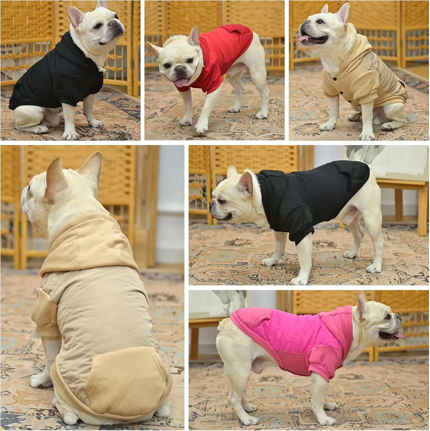 KOOLTAIL Warm Winter Coat for Small Dogs, Waterproof Jacket With Leash Hole, Cold Weather Vest, Soft Pet Hoodie Sweater Clothes for Puppy Cats Girls Boys Black S