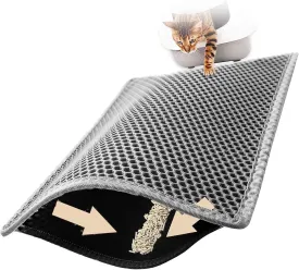 Litter Mat, 24X35In/26X46In Double Layer Easy Clean Cat Litter Trap Mat Litter Catcher, Less Waste,Soft On Paws,Non-Slip,26X46In-Gray