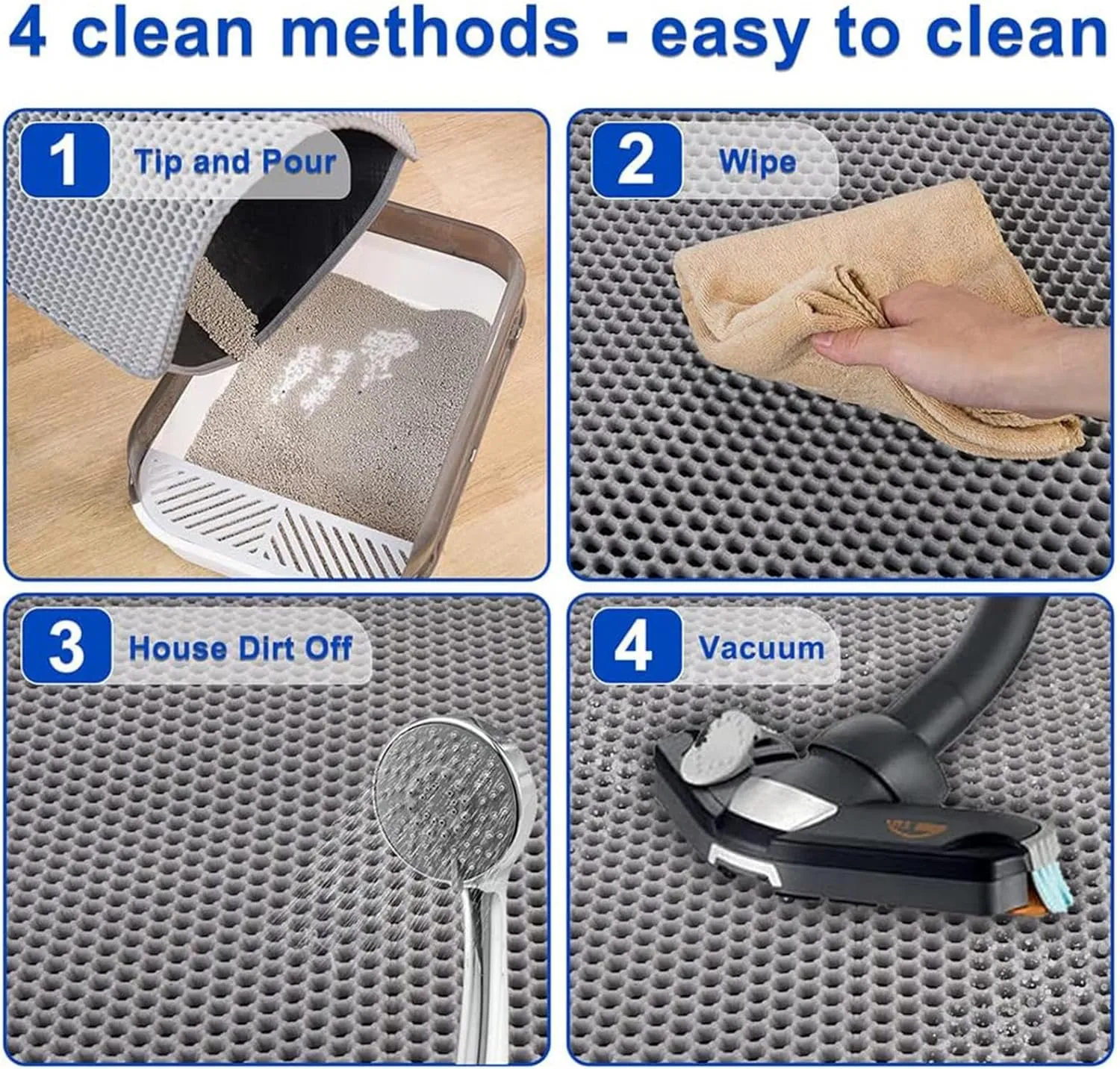 Litter Mat, 24X35In/26X46In Double Layer Easy Clean Cat Litter Trap Mat Litter Catcher, Less Waste,Soft On Paws,Non-Slip,26X46In-Gray