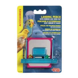 Living World Mirror with Beaded Perch and Feeder Bird Toy