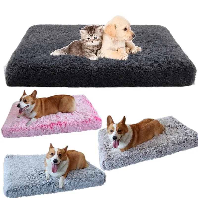 Long Plush Pet Mattress with Removable Washable Cover