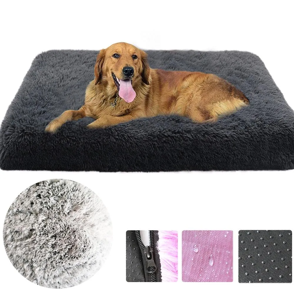 Long Plush Pet Mattress with Removable Washable Cover