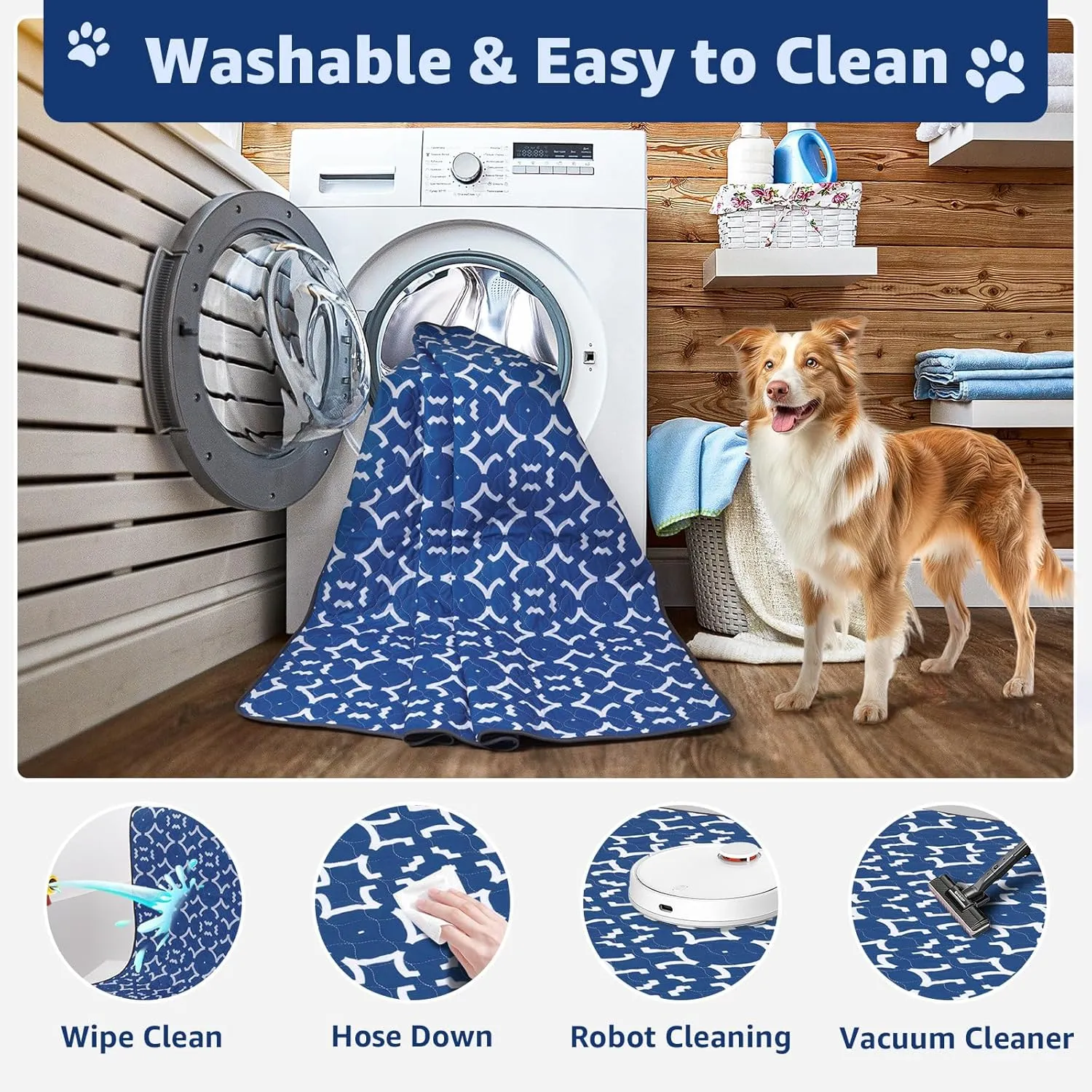 LOOBANI Washable Pee Pads for Dogs 36"x 41": 2 Pack Super Absorbent Reusable Puppy Pads Leakproof Whelping Pad Dog Playpen Mat, Waterproof Non-Slip Dog Training Pads for Floor, Crate, Potty