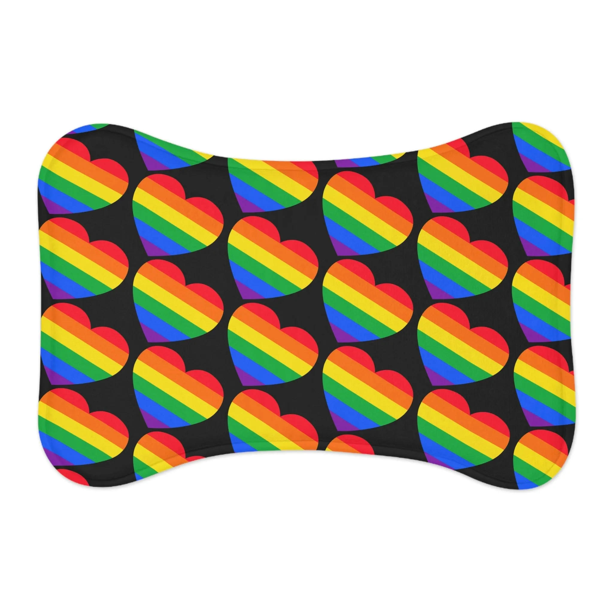 Love is Love Pride LGBTQ Dog Feeding Mat Bone Shape Pet Food Mat