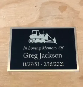 Memorial Urn Plaque Custom Engraved Name Plate Cremation Urn BULLDOZER / CONSTRUCTION In Loving Memory of Engraved Urn Name Plate