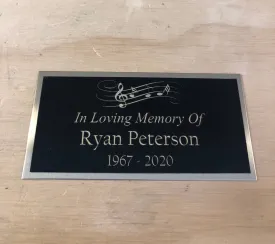 Memorial Urn Plaque Custom Music Notes Name Plate for Cremation Urn or Memorial Plaque Engraved Plate Name Plaque In Loving Memory of