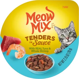 Meow Mix Tenders in Sauce Wet Cat Food, Tuna & Shrimp, 2.75 Ounce Cup (Pack of 12)