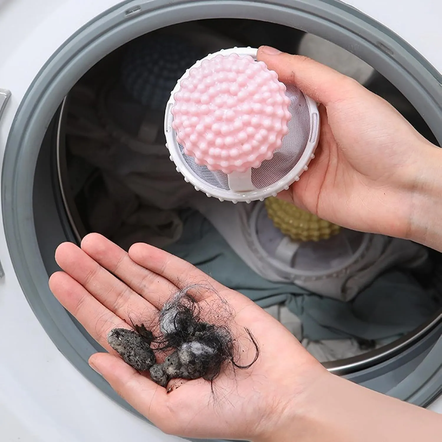 Mesh Laundry Bag Hair Collector 2pcs Laundry Lint Catcher Washing Machine Filter Mesh Bags Reusable Household Hair Filter Washer Lint Trap Pink