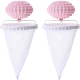 Mesh Laundry Bag Hair Collector 2pcs Laundry Lint Catcher Washing Machine Filter Mesh Bags Reusable Household Hair Filter Washer Lint Trap Pink