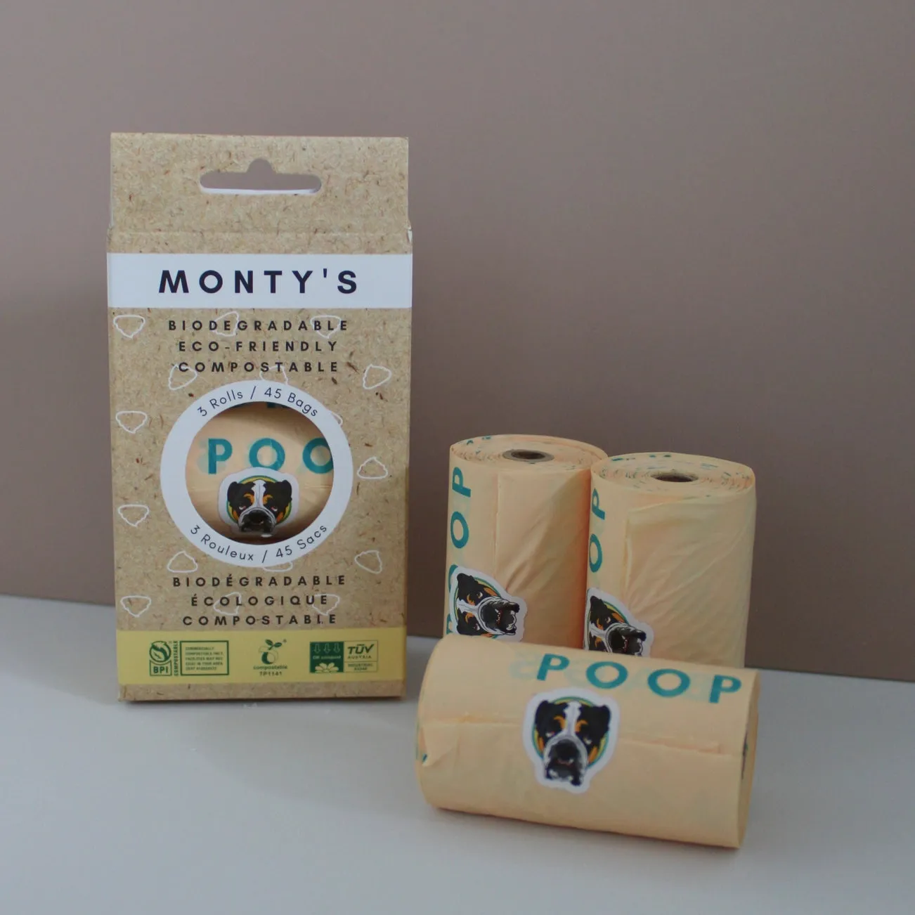 Monty's Compostable Cornstarch Dog Poop Bags