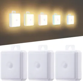 Motion Sensor Night Light Indoor - Cordless Battery Powered Under Cabinet Lighting, Stick-on Magnet LED Closet Lights, Safe Light for Stairs, 4000K Nightlight 3-Pack (White)