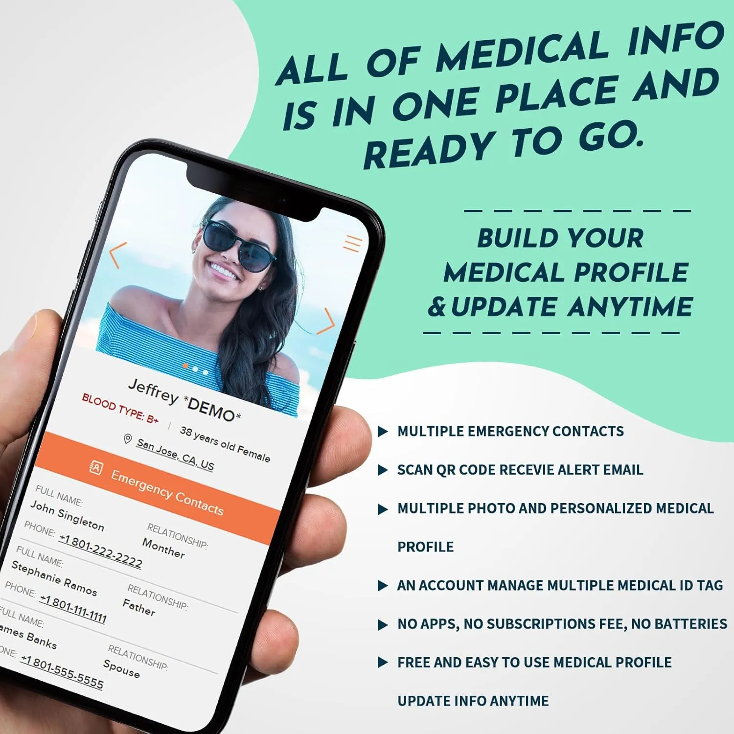 MYLUCKYTAG QR Medical ID Tag for Watch Band - Laser Engraved - Personalized ID Tag for Apple Watch Safety Plate - Medical Alert - Free Online Emergency Medical Profile