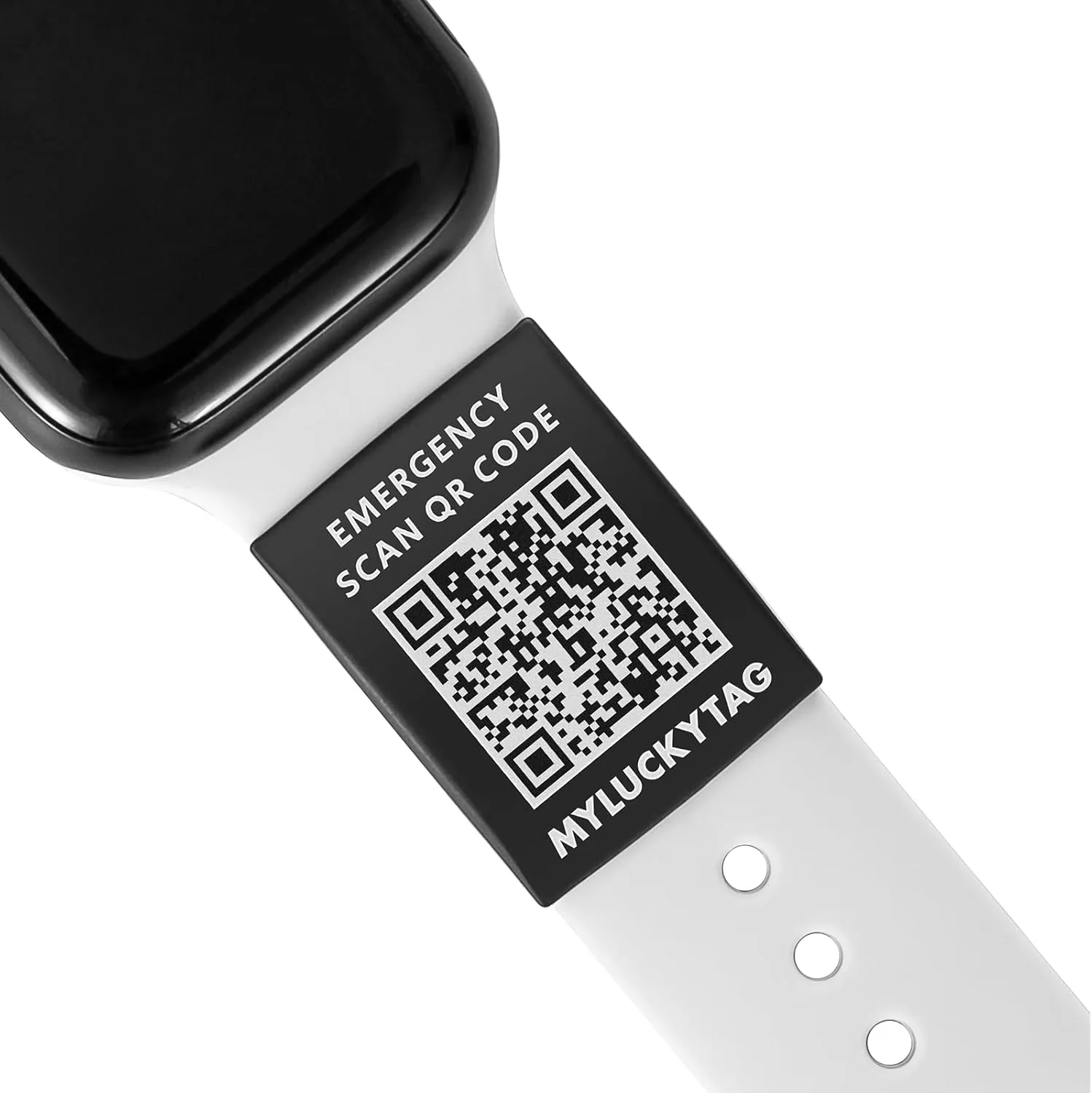 MYLUCKYTAG QR Medical ID Tag for Watch Band - Laser Engraved - Personalized ID Tag for Apple Watch Safety Plate - Medical Alert - Free Online Emergency Medical Profile