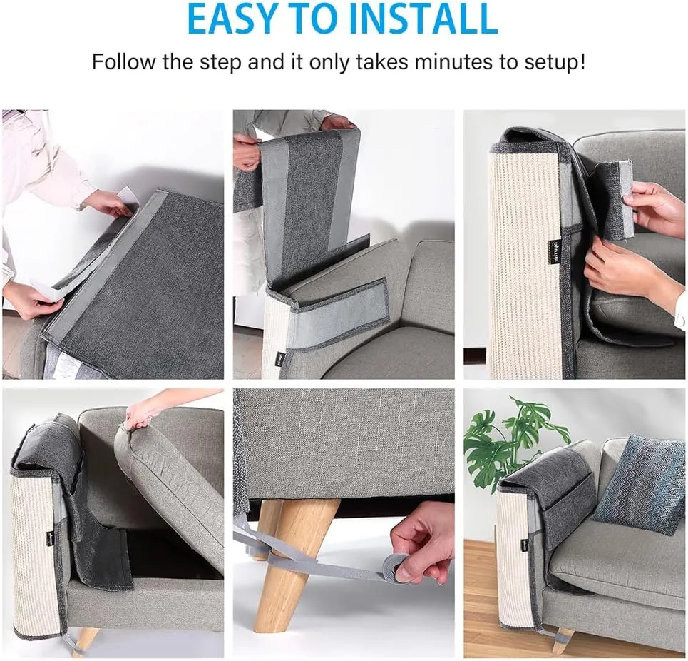 NATUYA Couch Cat Scratch Furniture Protectors from Cats-Sisal Cat Scratching Mat Furniture Guard for Sofa Cushion Chair Corner (Dark Gray, Left)