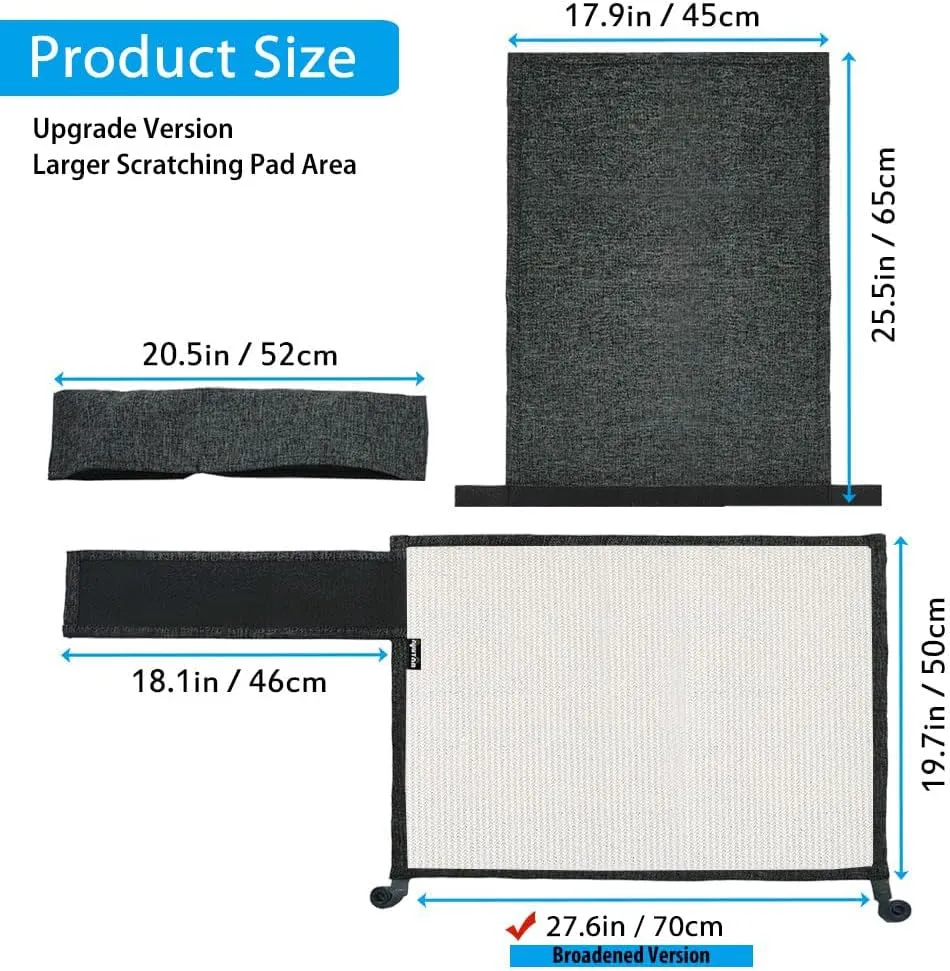NATUYA Couch Cat Scratch Furniture Protectors from Cats-Sisal Cat Scratching Mat Furniture Guard for Sofa Cushion Chair Corner (Dark Gray, Left)
