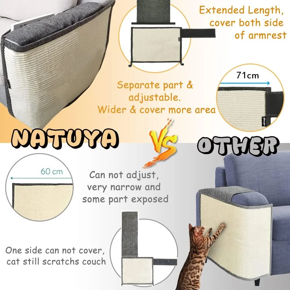 NATUYA Couch Cat Scratch Furniture Protectors from Cats-Sisal Cat Scratching Mat Furniture Guard for Sofa Cushion Chair Corner (Dark Gray, Left)