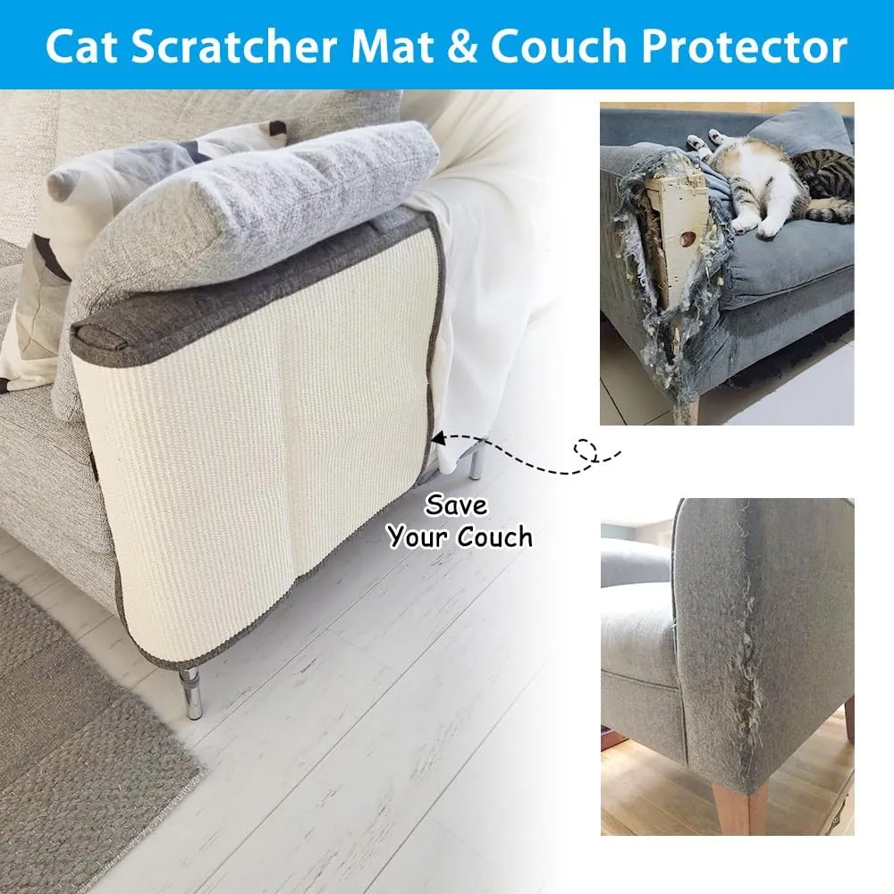 NATUYA Couch Cat Scratch Furniture Protectors from Cats-Sisal Cat Scratching Mat Furniture Guard for Sofa Cushion Chair Corner (Dark Gray, Left)