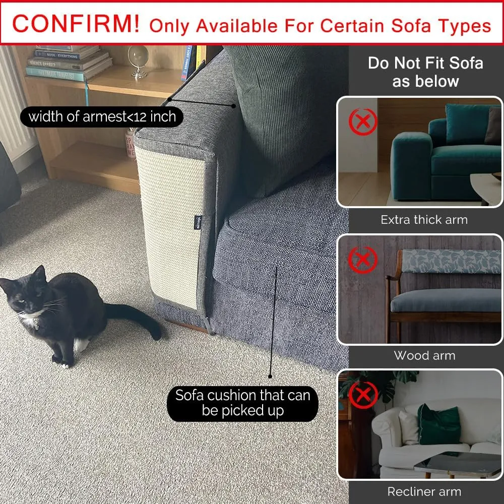 NATUYA Couch Cat Scratch Furniture Protectors from Cats-Sisal Cat Scratching Mat Furniture Guard for Sofa Cushion Chair Corner (Dark Gray, Left)