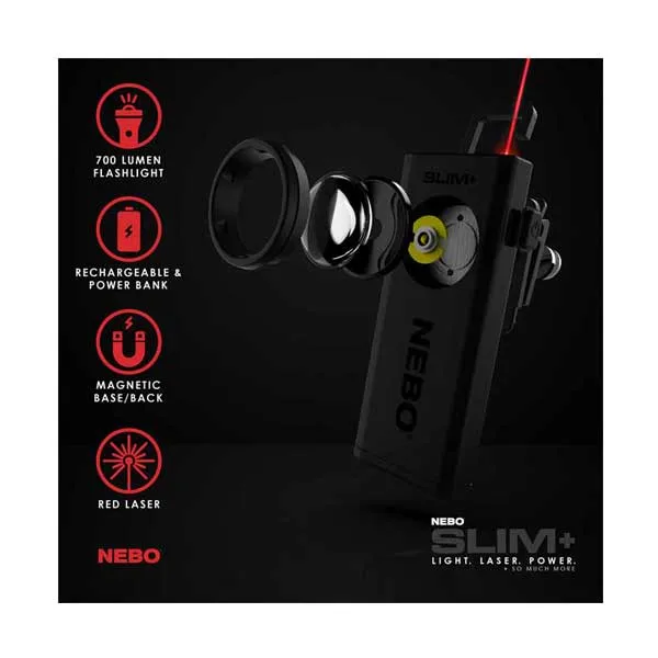 NEBO 6859 SLIM  700-Lumen Rechargeable Power Bank Pocket Light with Built-In Red Laser Pointer