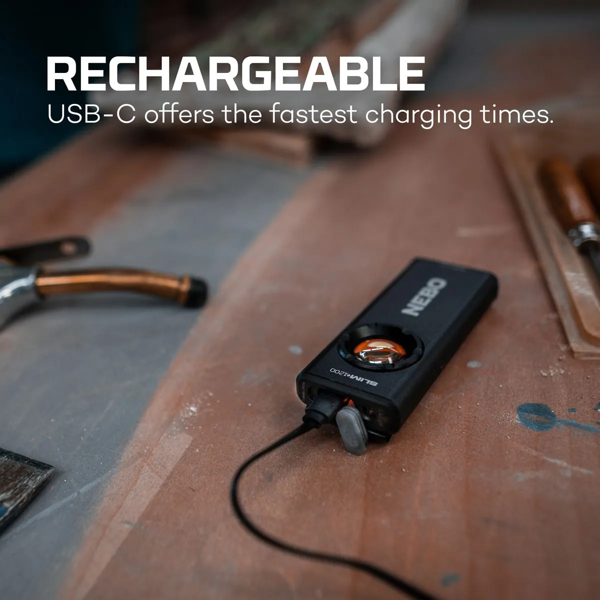 Nebo SLIM  1200 - Powerful Rechargeable Pocket Light with Laser Pointer and Power Bank