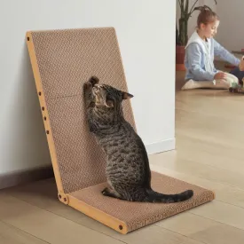 Ownpets Widen Cat Scratcher with Soft Pad, 26.8" L Shape Large Cardboard Cat Scratching Board, Cat Scratch Pad Furniture Protector for Indoor Cats