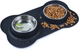 Pet Deluxe Dog Bowls Stainless Steel Bowls with No Spill Skid Resistant Silicone Mat, 24oz 48oz Dog Food and Water Bowl Set Feeder for Small Medium Large Size,Dogs,Cats Pets Puppy Dish