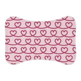 Pink Heart Drawing Pet Feeding Mat Bone Shape Dog/Cat Food Placemat