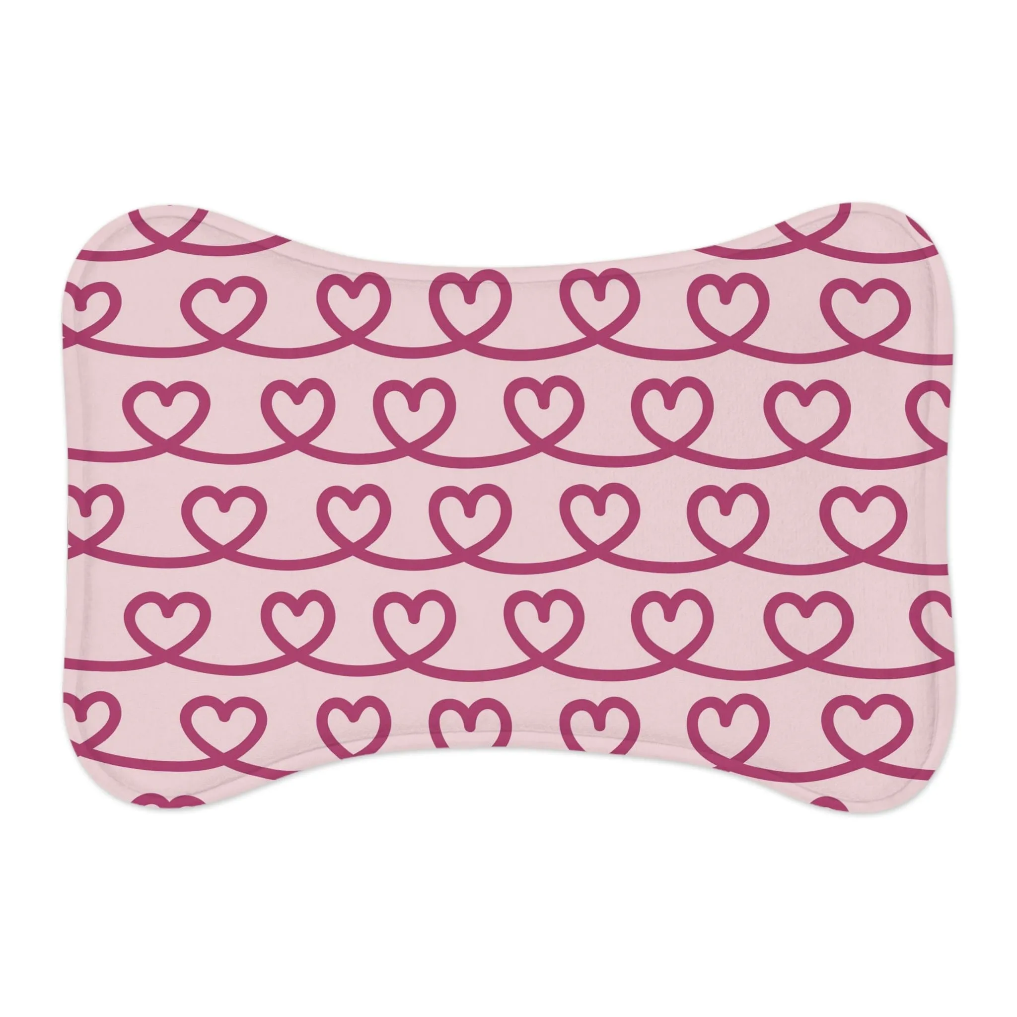 Pink Heart Drawing Pet Feeding Mat Bone Shape Dog/Cat Food Placemat
