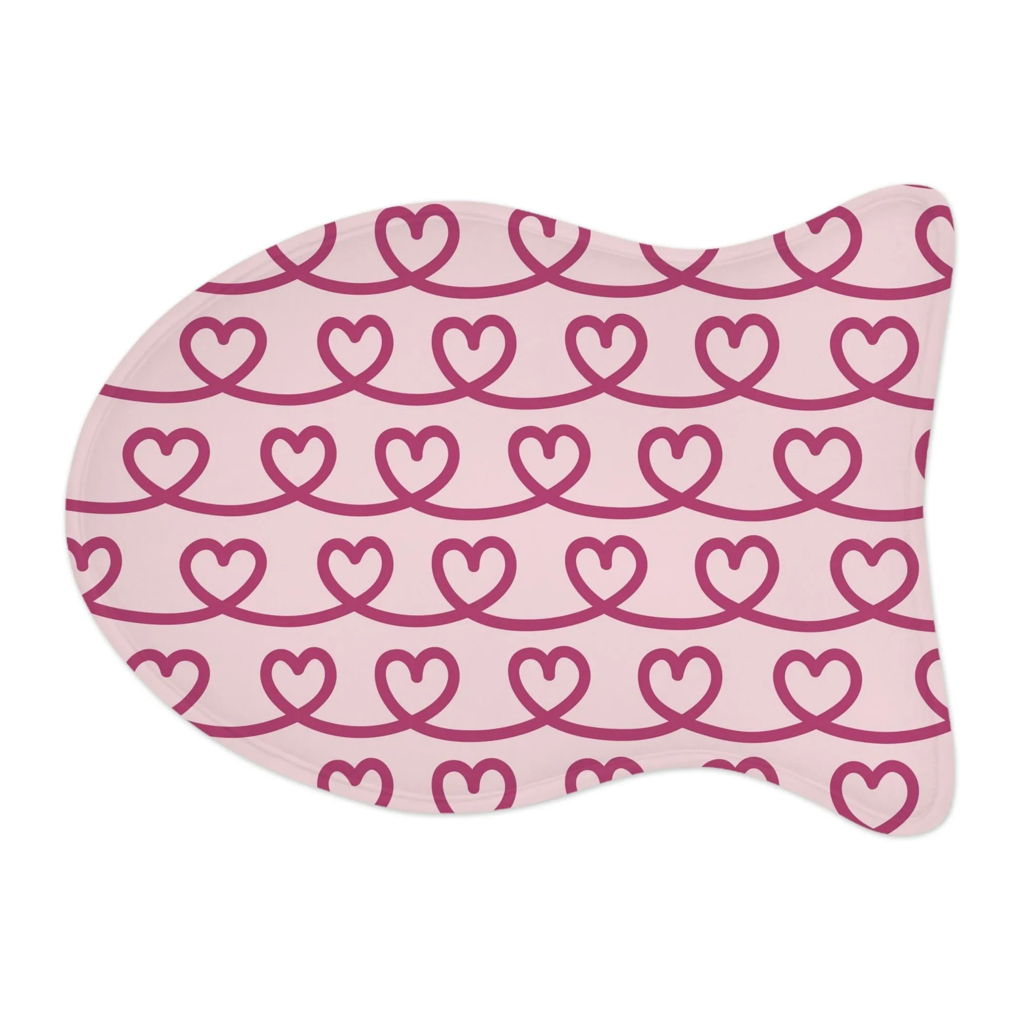 Pink Heart Drawing Pet Feeding Mat Fish Shape Dog/Cat Food Placemat