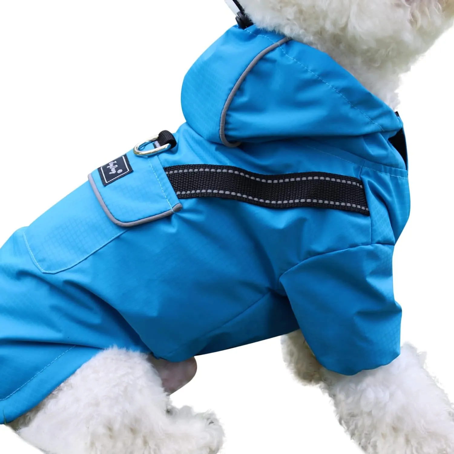 Premium Dog Raincoat with Hood for Extra Small Dogs,Outdoor Sports Waterproof Dog Rain Jacket,Puppy Raincoat with Pockets,Blue XS