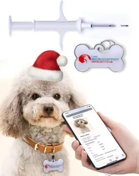 RexID 1.25mm7mm Pet Microchip Implant Kit Together with Smart ID Tag for Connecting Pet Owner Immediately by Anybody Anywhere with Mobile Phone (1, Pet Microchip Kit)