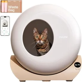 Self Cleaning Litter Box with APP - Automatic Cat Litter Box for All Your Cats, Odor Control, Spacious Interior and Large Wastes Bin Capacity, Includes 1 Year Supply of Litter Bags (80)