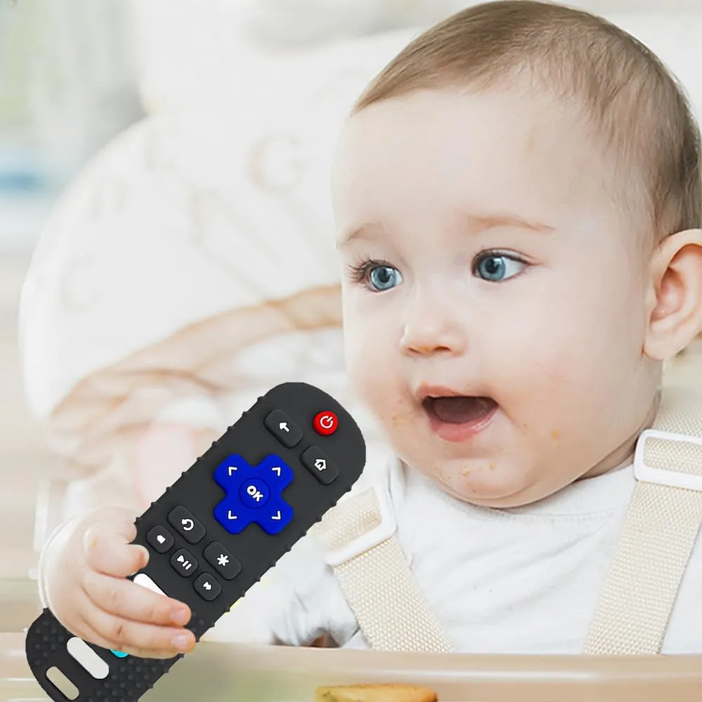 Silicone Teether Toys for Babies 3-6,12,18 Months,Infants TV Remote Control Shape Chew Toys for Sensory Exploration and Teething Relief,BPA Free,Freezable
