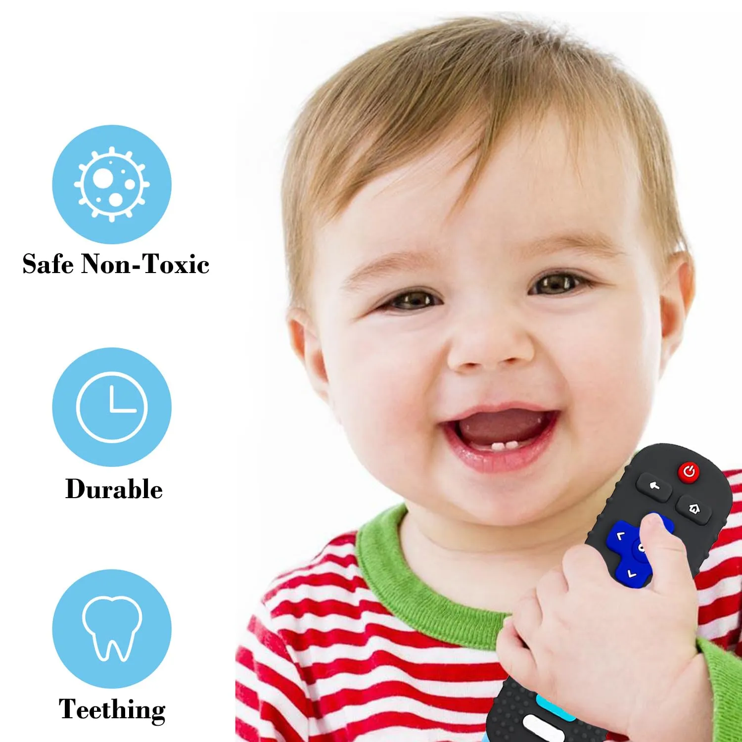 Silicone Teether Toys for Babies 3-6,12,18 Months,Infants TV Remote Control Shape Chew Toys for Sensory Exploration and Teething Relief,BPA Free,Freezable