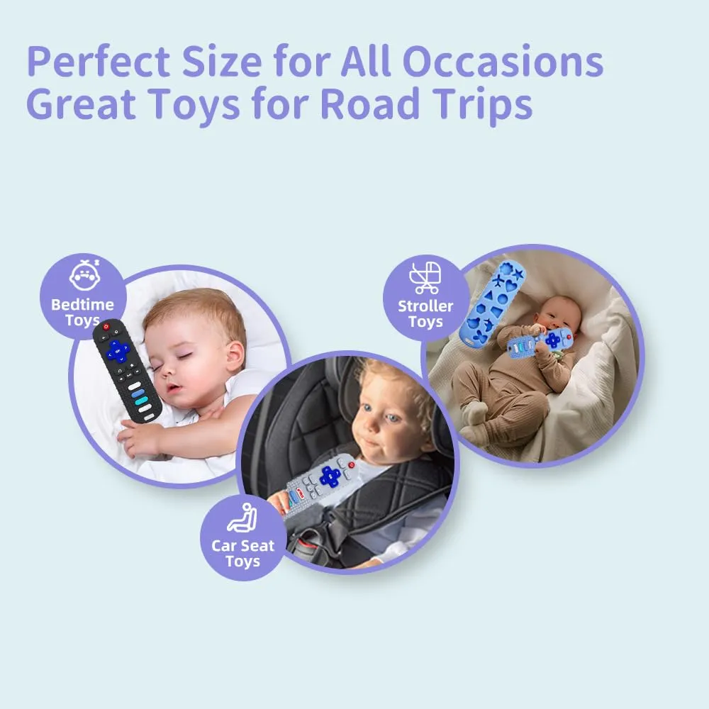 Silicone Teether Toys for Babies 3-6,12,18 Months,Infants TV Remote Control Shape Chew Toys for Sensory Exploration and Teething Relief,BPA Free,Freezable