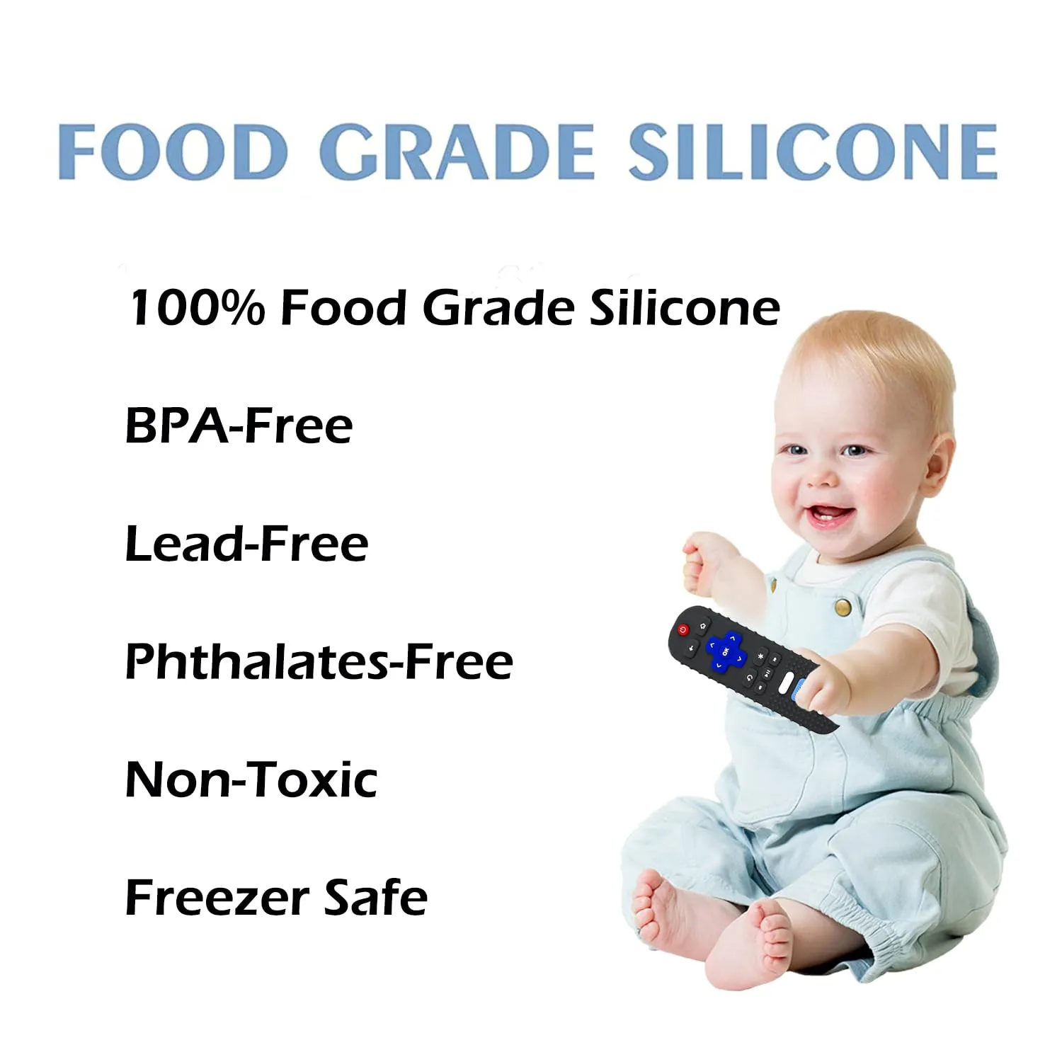 Silicone Teether Toys for Babies 3-6,12,18 Months,Infants TV Remote Control Shape Chew Toys for Sensory Exploration and Teething Relief,BPA Free,Freezable