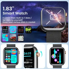 Smartwatch for Women Android Fitness Tracker: Black Smart Watch Answer/Make Bluetooth Call Digital Watch Compatible Android ios phone IP67 Waterproof 123 Sport Mode Wrist Pedometer Heart Rate Monitor
