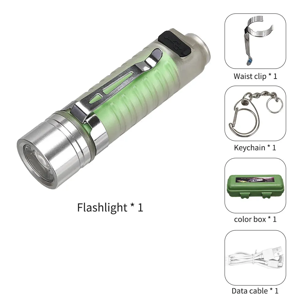 Super Bright LED Flashlight With White/red/blue/purple Side Light Strong Magnets 30W LED Wick Lighting USB Rechargeable Lamp