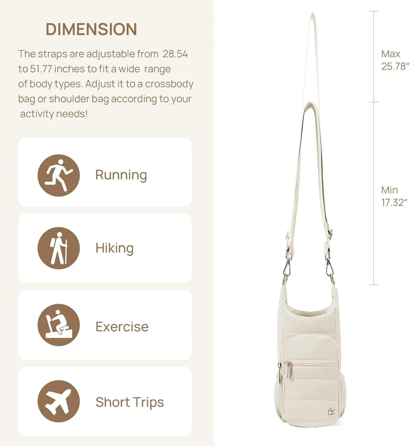 Telena Water Bottle Holder with Strap Crossbody Bags for Women for Walking, Hiking, Cycling