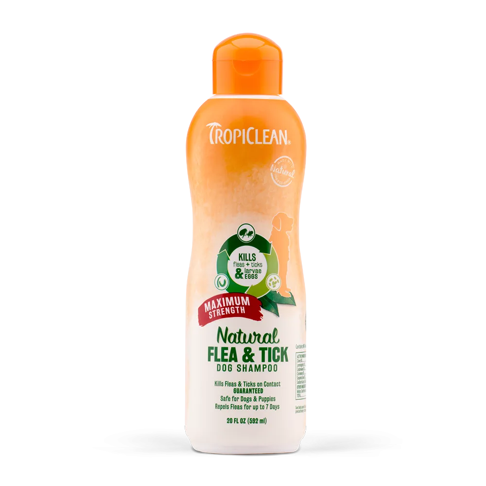 Tropiclean Natural Flea & Tick Shampoo - Maximum Strength for Dogs 20oz
