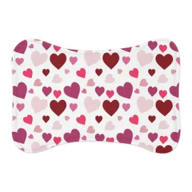 Vday Hearts Pattern White Pet Feeding Mat Bone Shape for Dogs & Cats