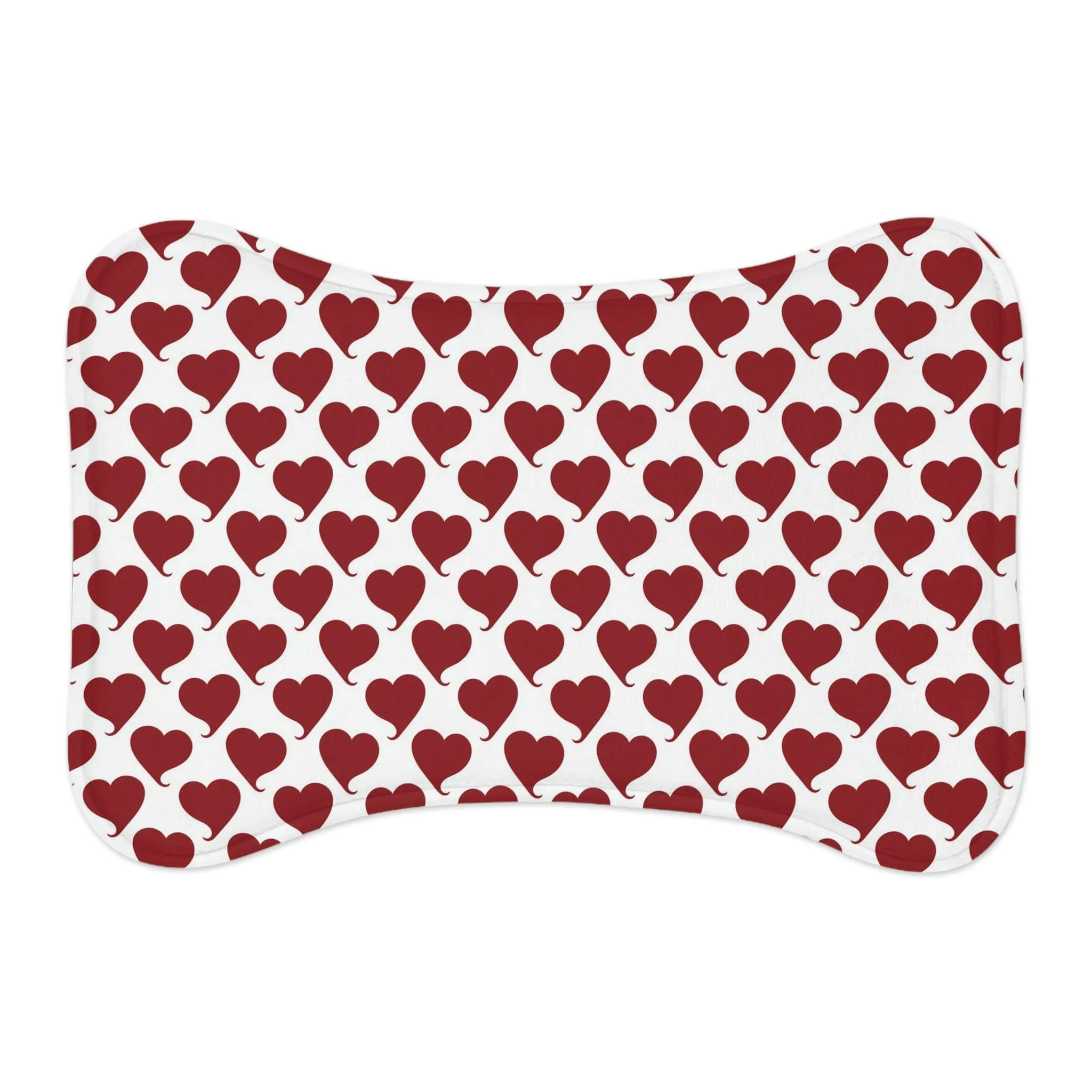 Vday Red Hearts Bone Shape Pet Feeding Mat Dog Food Mat Cat Food Mat