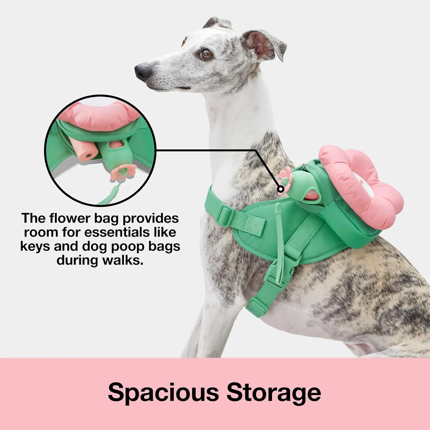 VETRESKA Flora Dog Harness, Leash and Collar Set, No Pull Dog Vest Harness for Walking and Training, Adjustable, Easy Control and Soft Padded Pet Harness and Backpack for Small Medium Large Dogs, XS