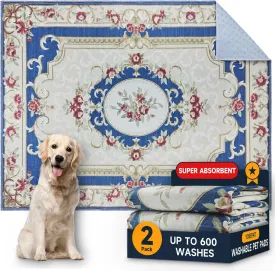 Washable Pee Pads for Dogs,2 Pack Super Absorbent Reusable Puppy Pads 18"24" Quick Dry,Waterproof& Non-Slip Whelping Pads for Crate,Floor,Sofa (Medallion Colorful, 18"x24"(Pack of 2))