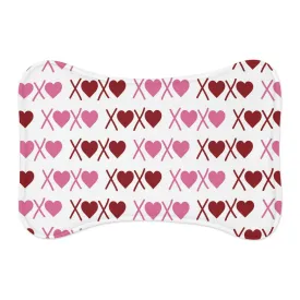 XoXo Pink & Red Hearts Pattern Bone Shape White Pet Feeding Mat