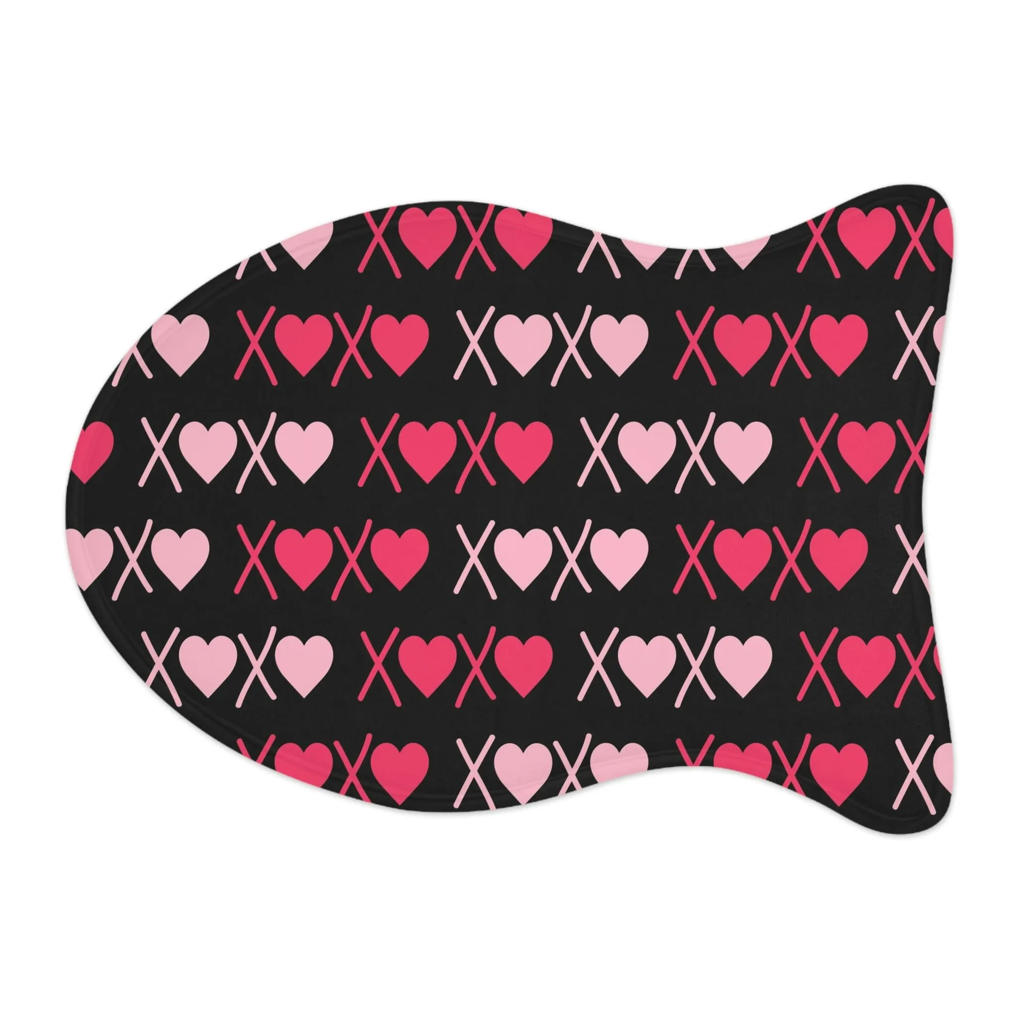 XoXo Pink Red Heart Black Pet Feeding Mat Fish Shape Dog/Cat Food Mat
